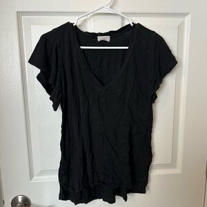 T.La Black V-Neck Short Sleeve Tee